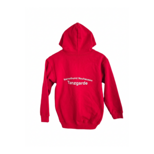 Kapuzen Sweatjacke rot - mit Aufschrift Tanzgarde Narrenbund Neuhausen e.V.