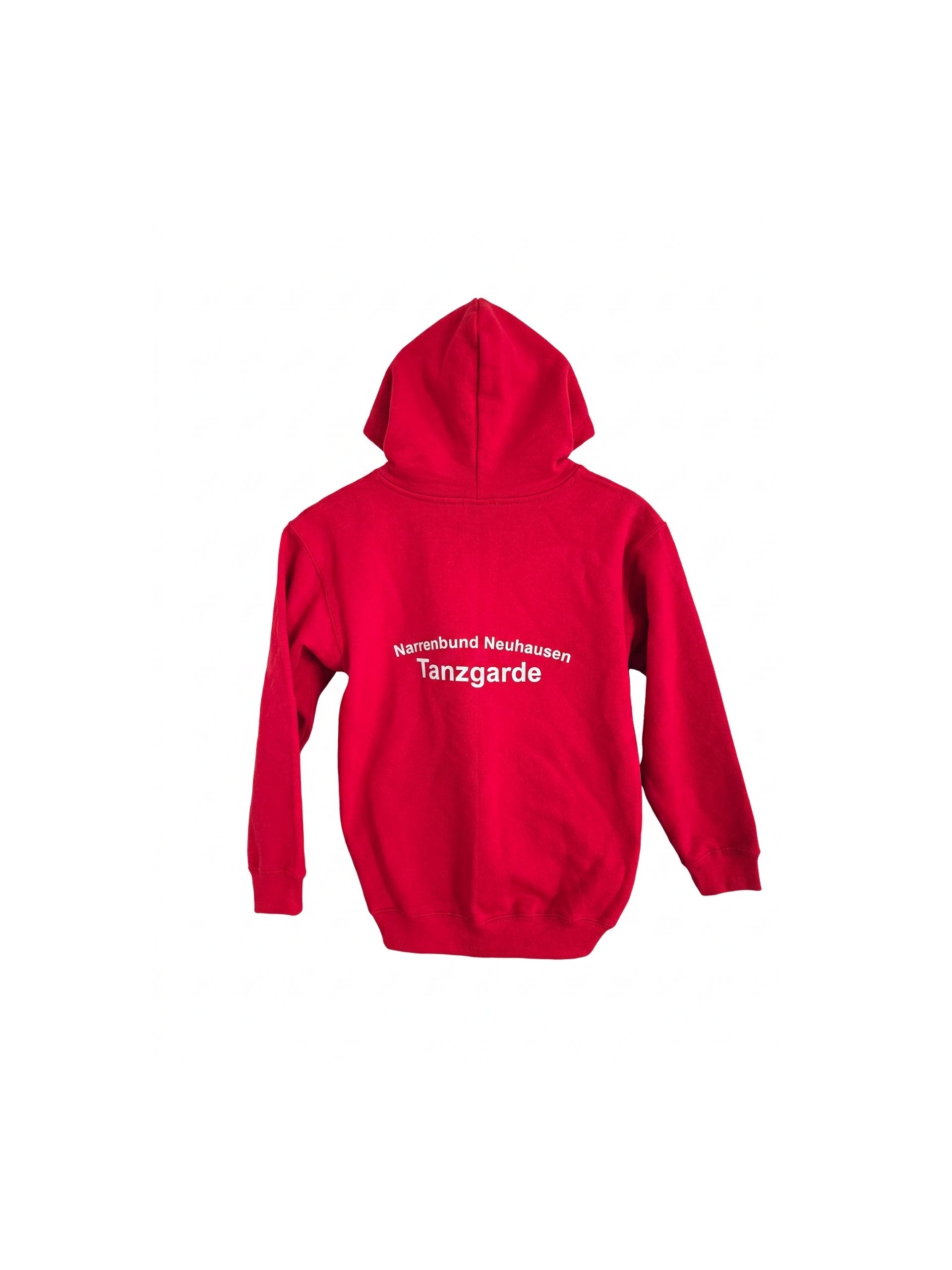 Kinder Kapuzen Sweatjacke rot - mit Aufschrift Tanzgarde Narrenbund Neuhausen e.V.